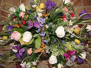 Grave-Pillow-Cemetery-Butterfly-Spring-Wildflowers-Easter-Mothers-Day-Flowers