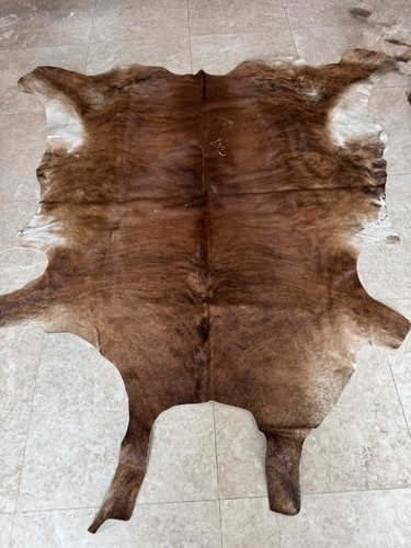 100% Genuine Cow hide Rug Area Carpet Skin Leather 80x90inch (207x227cm) Argenti