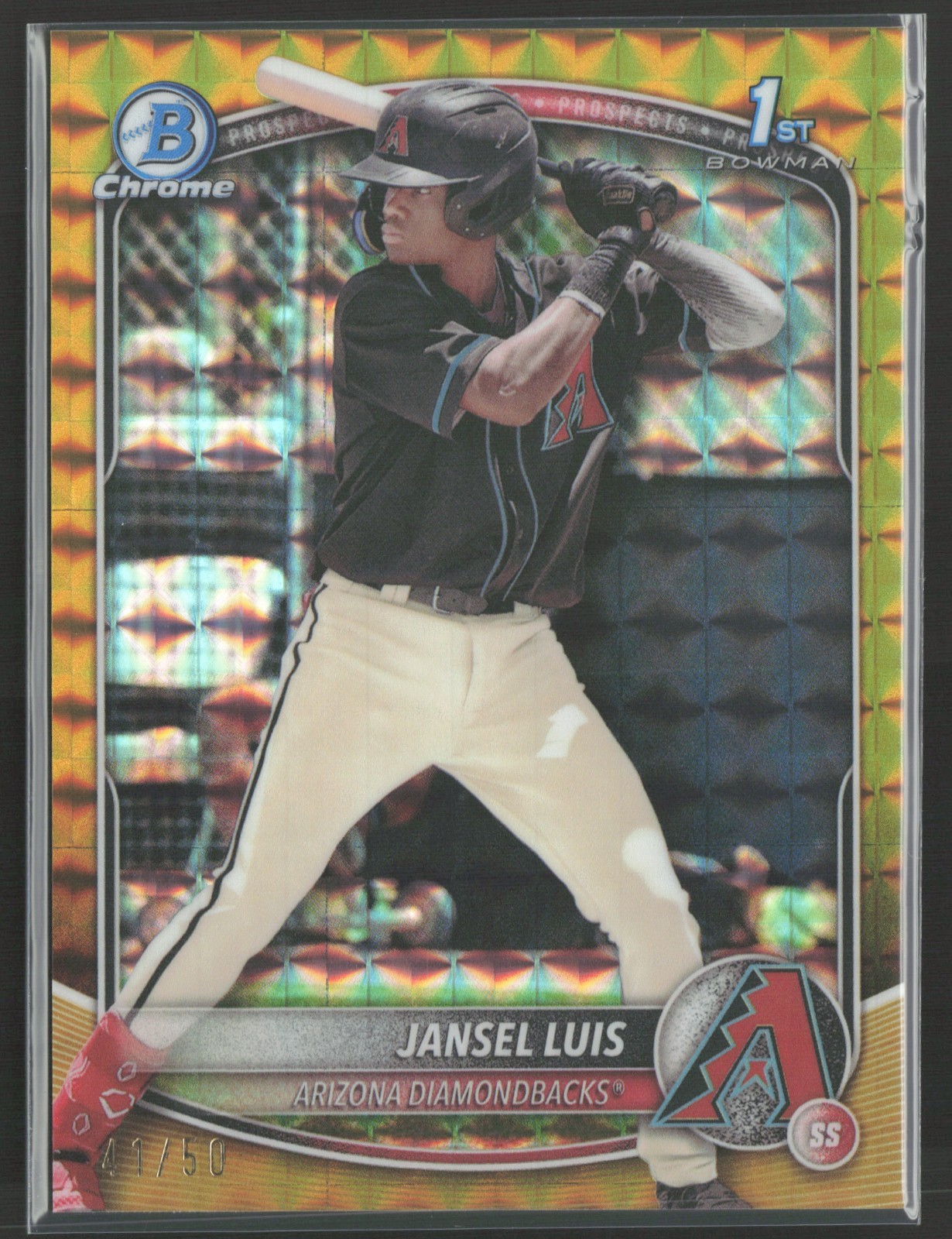 2025 BOWMAN CHROME JANSEL LUIS 1ST BOWMAN GOLD GEOMETRIC REFRACTOR #D 41/50