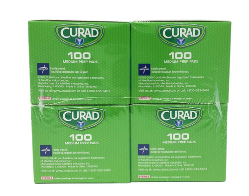 CURAD Medium 2-Ply Sterile Alcohol Prep Pads 100/box Pack of 4 - NEW - Picture 2 of 5