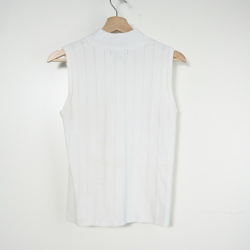 Saks Fifth Avenue Women’s M. White Sleeveless Mock Neck Knit Sweater - Picture 2 of 4