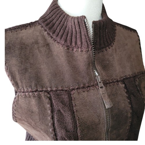 Designers Studio Originals Weste klein braun Wildleder Frontreißverschluss & Zopfmuster Pullover - Bild 8 von 17