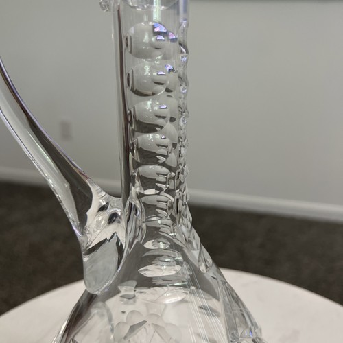Vintage Crystal Decanter With Stopper Heavy Cut Glass 16.5” Etched Floral - Picture 3 of 19