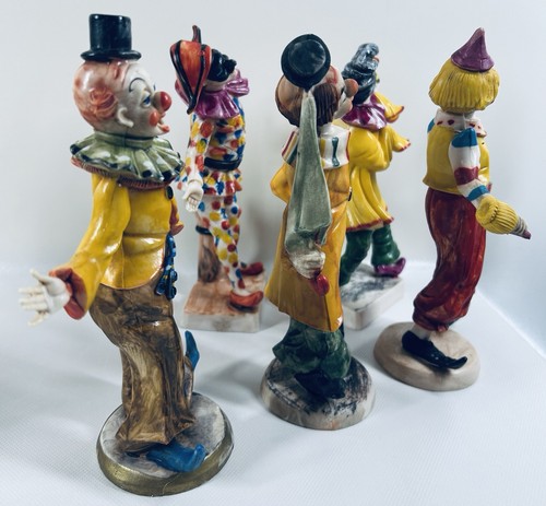 Vintage Fontanini Depose Hobo Clown 9” Figurine Lot of 5 Made in Italy - Picture 2 of 9