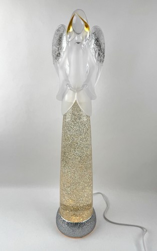 Cracker Barrel 22" Acrylic Glitter Angel Water Motion Silver Glitter Lamp W/ Box - Picture 3 of 22