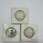 Franklin Half Dollar Silver Lot 1957, 1958-D, 1959-P Fine Circulated 50C Coins