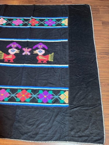 Peruvian Blanket Inca Woven Alpaca Wool Throw Geometric Bird Design 80”x77” - Picture 21 of 24