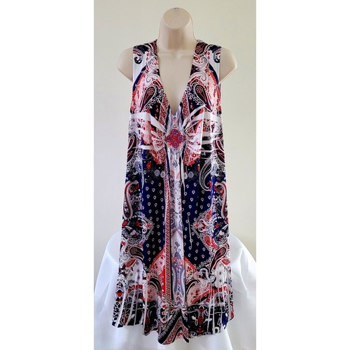APT 9 Damen Paisley V-Ausschnitt ärmelloses Kleid mit Perlen vorne Detail -- Gr. 2X