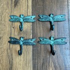 Set of 4 SPI San Pacific Intl Dragonfly Wall Hooks Patina Cast Metal Rustic 
