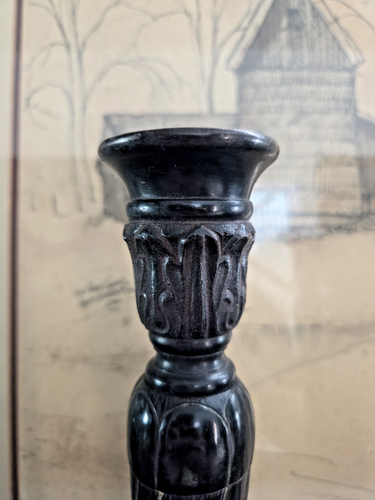 Par de Candelabros Estilo Antiguo Hierro Negro 14.5" Alto Decoración Gótica - Imagen 2 de 7