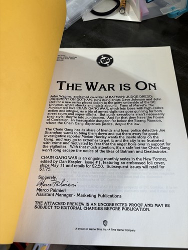 Chain Gang War Preview DC Comics For Display Only - NFS 1993 Promotional Copy - Picture 9 of 15