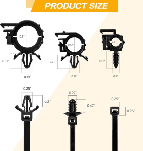 180pcs Nylon Universal Cable Tie Buckle, Push Mount Zip with Black - Picture 5 of 7