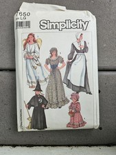 Simplicity Sewing Pattern 7650 Large Costume Pilgrim Angel Witch Prairie - LG