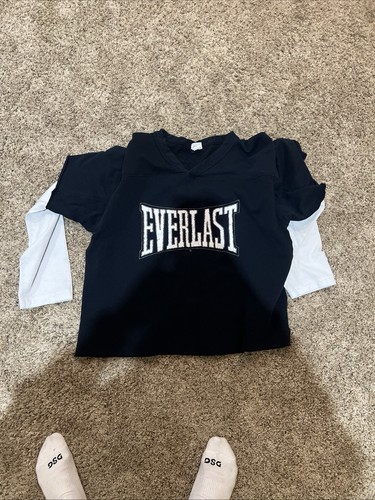 Felpa scollo a V Everlast vintage anni 80/90 uomo boxy L/XL nera palestra bodybuilder - Foto 7 di 7