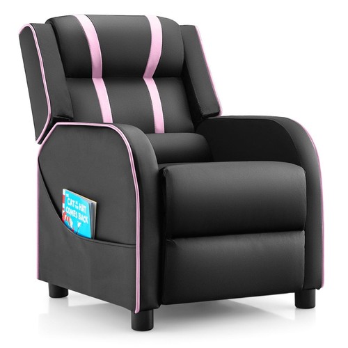 Kids Reclining Sofa Chair with Adjustable Backrest and Footrest, Pink - Picture 2 of 12