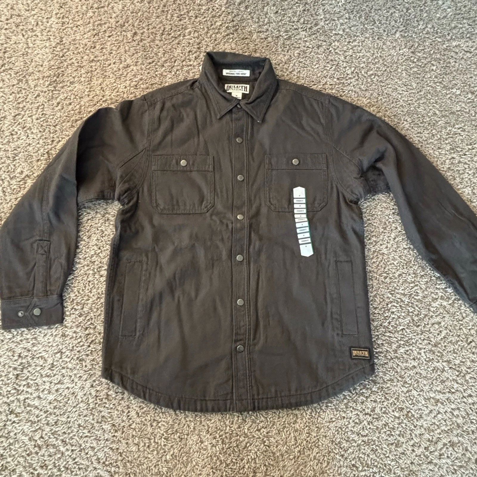 Duluth Trading Co. Jacket Mens M Black Fire Hose Flannel Lined Fit Limber - product detail image 1