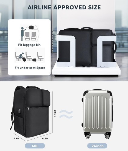 Extra Large 50L Travel Backpack Carry On Flight Approved, Luggage Backpack wi... - Picture 2 of 8