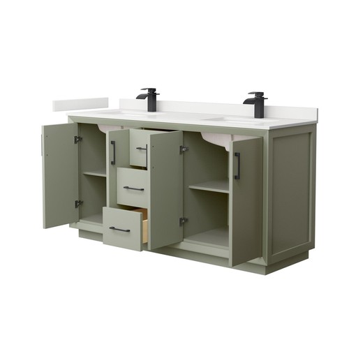 Wyndham Collection WCF414166D-QTZ-UNSMXX Strada 66" - White / Giotto Quartz Top - Picture 4 of 12