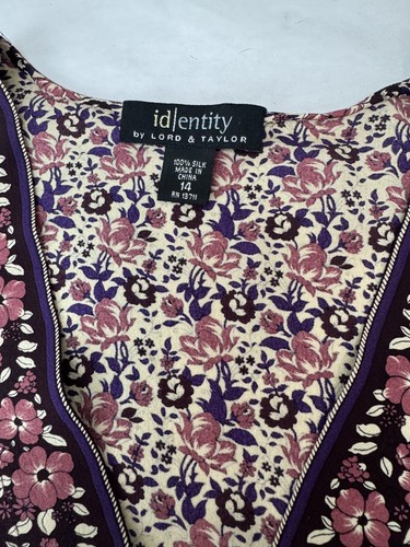 Y2K Vintage Lord & Taylor 100% Silk Boho Floral Top 14 Ruffle Sleeve Cottagecore - Picture 6 of 7