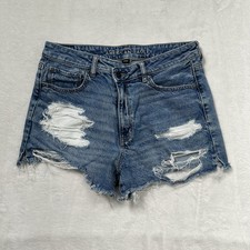 American Eagle Mom Short Size 12 Strigid Stretch Waist Hi Rise Distressed Raw