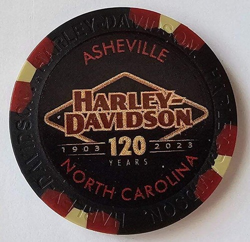 HARLEY-DAVIDSON OF ASHEVILLE (NC) Black/Maroon 120th Anniversary Poker Chip - Picture 3 of 3