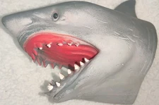 SHARK HAND PUPPET Soft Stretchy Rubber Jaws Baby Shark Song 6 Inch Great White