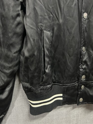 Amiri Silk Baseball Jacket Button Down Zip Pockets Black White Size Small - Picture 9 of 19