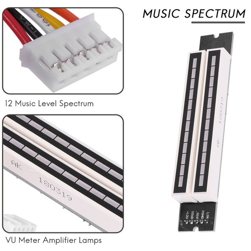 Indicador de nivel de música doble 12 LED espectro VU medidor amplificador lámparas luz 8464 - Imagen 4 de 8