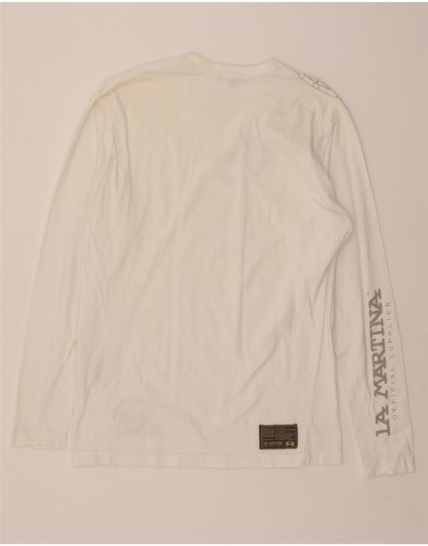 LA MARTINA Mens Graphic Top Long Sleeve Medium White Cotton BQ09 - Picture 2 of 4
