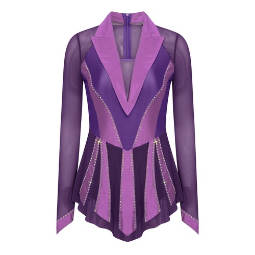 Women Bodysuit Glittery Dress Rhinestone Costume Modern Dancewear Long Sleeve - Picture 30 of 36