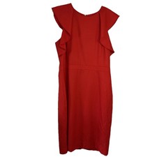 NWT $148 J. Crew Ruffle Shoulder Sleeveless Wool Shift Orange 12
