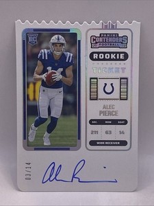 2022 Contenders Alec Pierce Rookie Ticket Stub Auto Autograph #/14 Colts SP SSP
