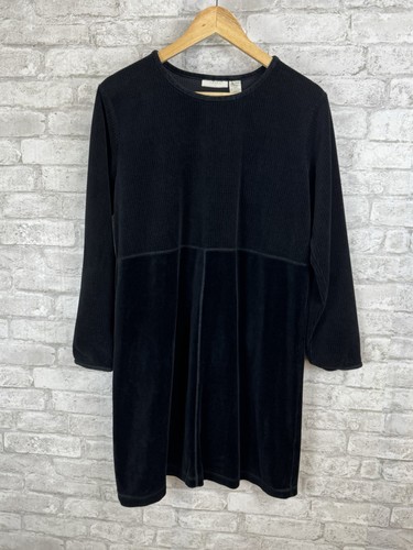 J. Jill Womens Velvet Shift Dress Medium Black Long Sleeves Whimsigoth Grunge - Picture 4 of 15