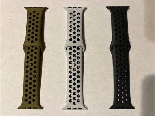 Original Apple Watch Nike Sport Band 42, 44, 45, 46, 49MM Olive, Platinum, Black
