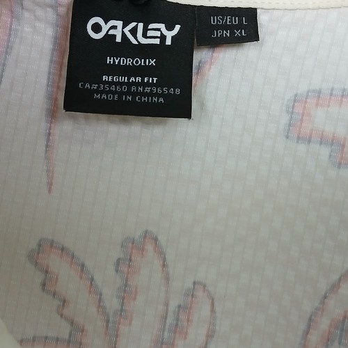 Oakley Shirt Men's M WHITE Hawaiian Hydrolix Short Sleeve Dress Shirt Textured - Picture 3 of 8