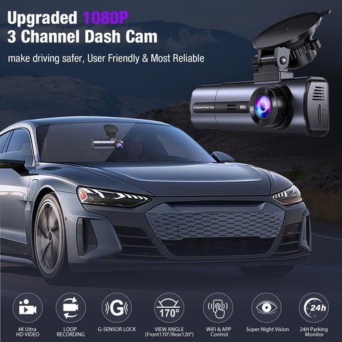 3 Channel 4K Dash Cam with 5GHz WiFi & APP Control, 4K/2.5K+1080P+1080P Front... - Bild 3 von 8