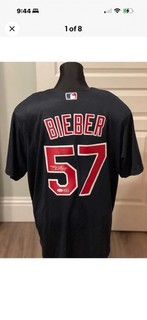 Majestic Bieber #57 Cleveland Baseball Autographed Jersey JSA Authenticated