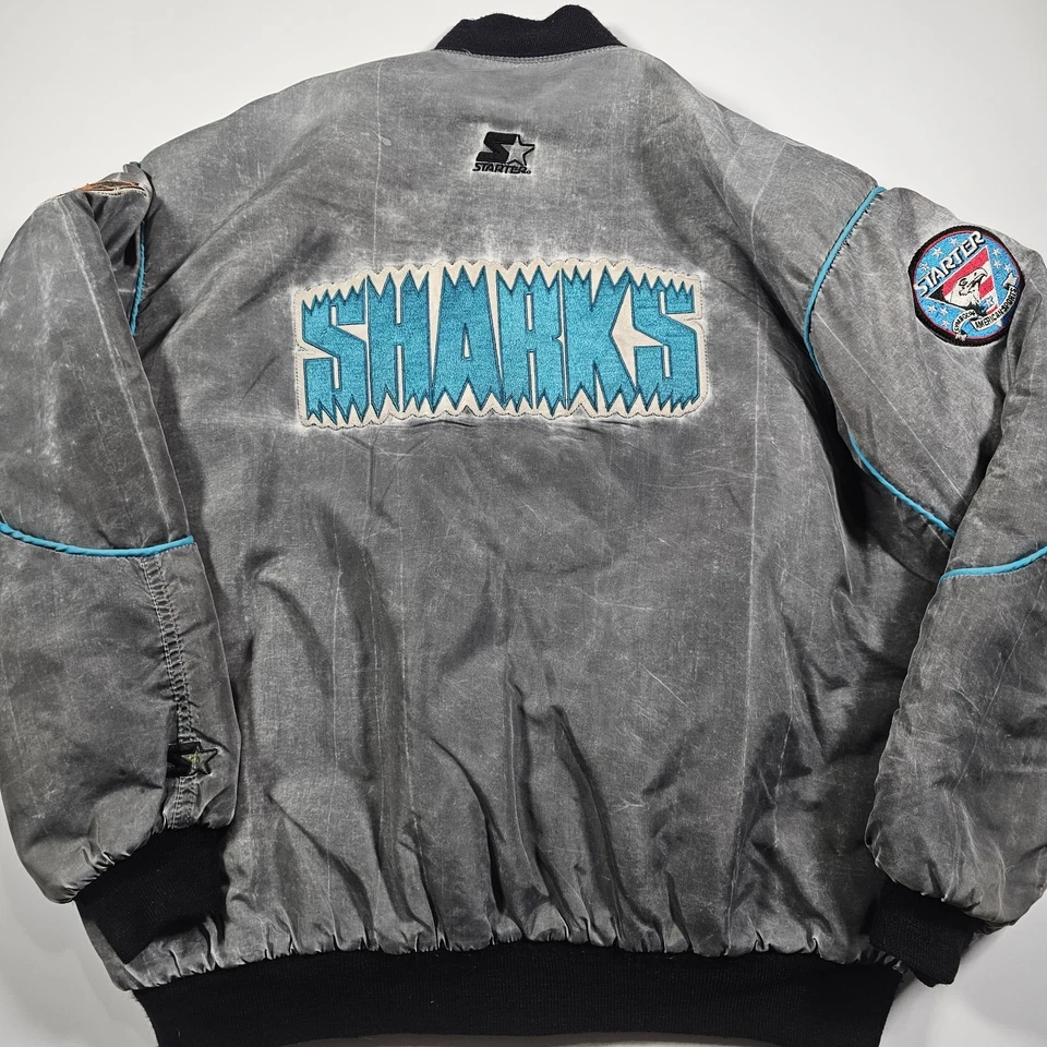 Винтажная мужская атласная куртка-бомбер 90-х Starter Center Ice San Jose Sharks НХЛ L - Изображение 3 из 4