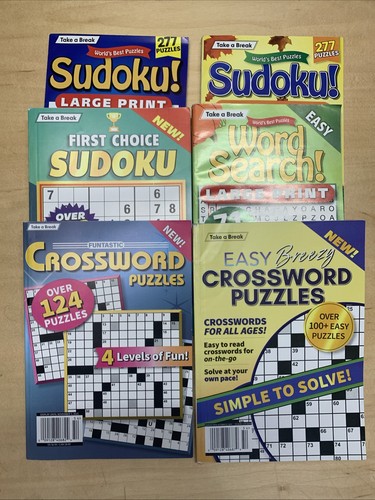 Take A Break Easy Breezy Crossword Word Search Sudoku oct-nov 6pc Lot NEW - Picture 1 of 7
