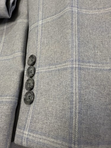 Jos. A. Bank Reserve 48R(43 W)  Grey Windowpane Suit- Luxury Italian Flannel - Picture 11 of 15