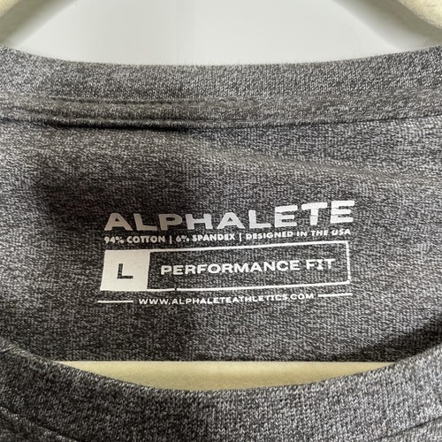 Alphalete Hemd Herren Large meliert grau Performance Fit Sport Gym Stretch - Bild 4 von 9