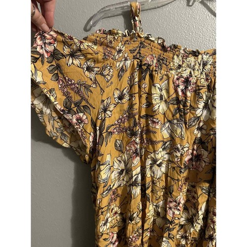 Torrid Plus Size Women's 2 Yellow Floral Off The Shoulder Short Sleeve NWT - Picture 6 of 7
