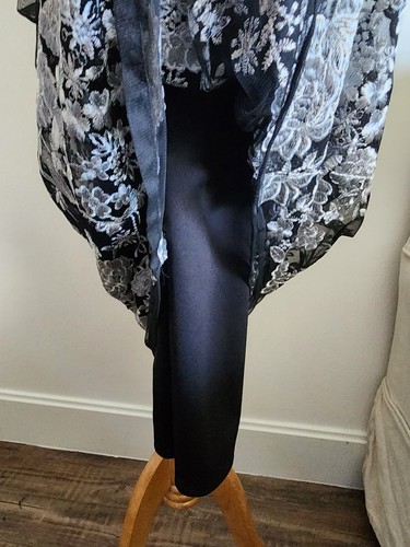International Concepts INC Black Silver Embroidered Off Shoulder Maxi Dress Sz 4 - Picture 13 of 17