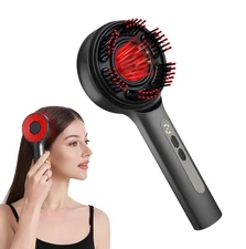 3-in-1 Scalp Massager Comb – Rechargeable Light Therapy Brush w/ Serum Roller