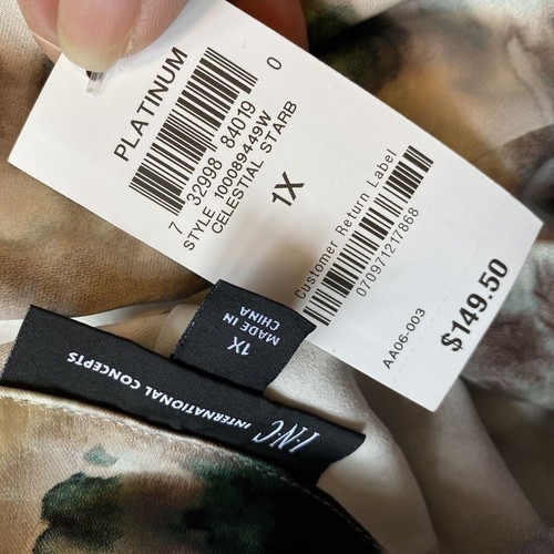 New INCInternational Abstract Satin TieDye Medallion Long Cardigan Coat Jacket1X - Picture 7 of 9
