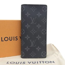 LOUIS VUITTON Monogram Eclipse Portefeuille Brazza M61697 Long Wallet 017