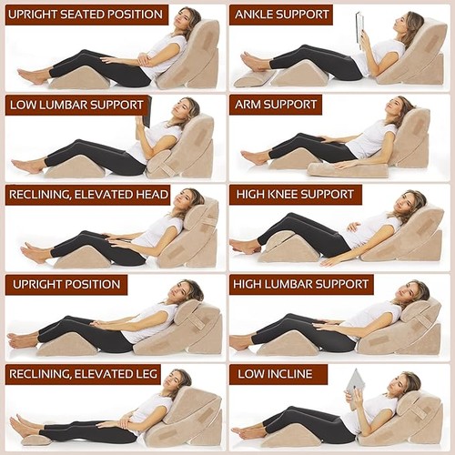 AllSett Health 4-teiliges Bett Keil Kissen Set Orthopädischer Memory Schaum - BEIGE - Bild 3 von 4