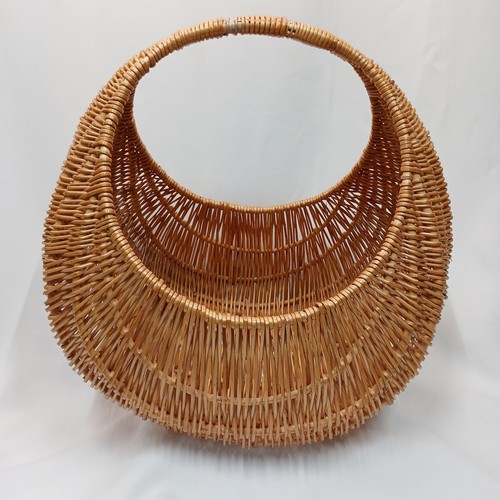 Large Creaent Harvesting Basket Hoop Handle 19x16x13 Inches