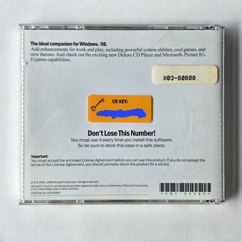 Microsoft Plus! 98 Companion For Windows 98 CD Disc + Product Key - Picture 3 of 3