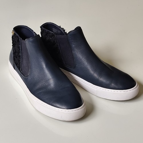 Womens Tory Burch Shoes Embellished Round Toe Sneakers Slip On Blue 8.5 High Top - Picture 14 of 15